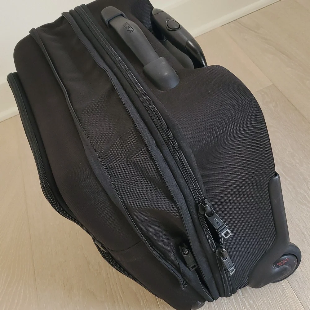 TUMI Alpha Black Ballistic Nylon Expandable Compact 2-Wheeled Brief Carry-on